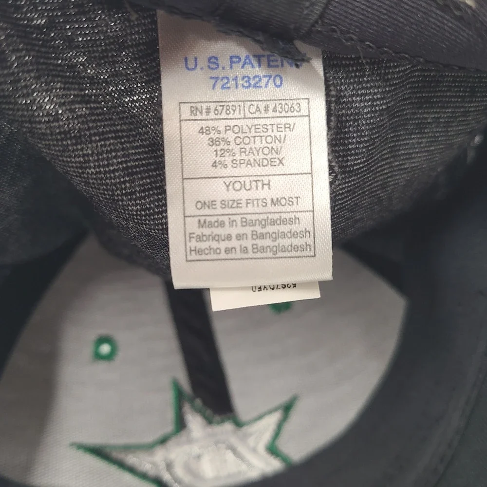 Youth Dallas Stars Hat Fitted One Size Reebok Gray Green NHL Hockey Center Ice